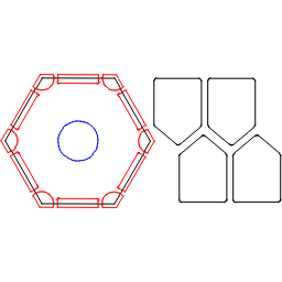 A MillMage file: a hexagonal frame and its pieces, for the CNC